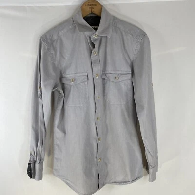 Camisa Joseph Abboud Para Hombre Talla S Gris y Blanco Rayas Manga Larga Abotonada Foto 1 de 4