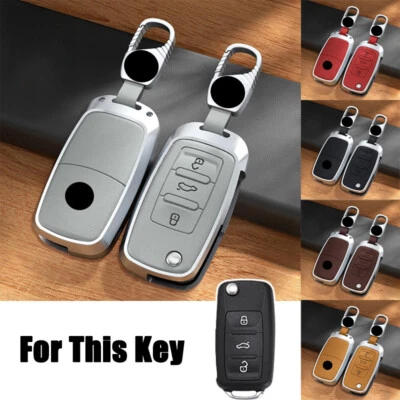 Aluminum Alloy Leather Car Key Case Cover For VW Tiguan Golf Jetta Passat Beetle Foto 1 de 4