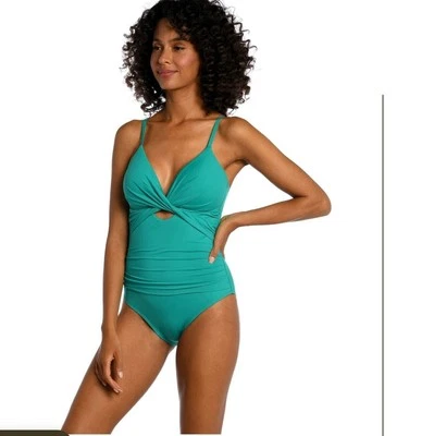 La Blanca Island Goddess Twist Keyhole One Piece Swimsuit Emerald 16 - Image 1 of 4