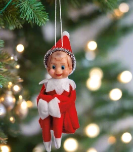 Retro Looking Hanging Christmas Elf Ornament 5.25" - Picture 1 of 2