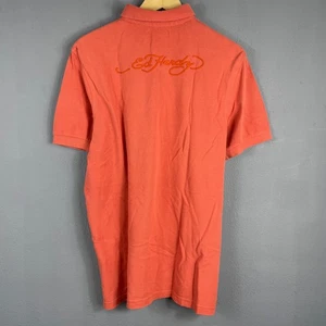 Camisa Polo Ed Hardy Para Hombres XL Naranja Manga Corta Bordada Logo Retro Top - Imagen 1 de 14