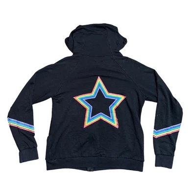 Sudadera con Capucha Lauren Moshi Negra Estrella Arco Iris Cremallera M Foto 1 de 4