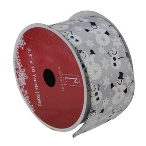 Northlight 12 Shiny Silver Snowmen Snowflakes Christmas Ribbon Spools 2.5" - Picture 1 of 3