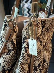 Coach Madison #31502 borsa a mano in pelle e pitone stampa esotica come nuova - Foto 1 di 9