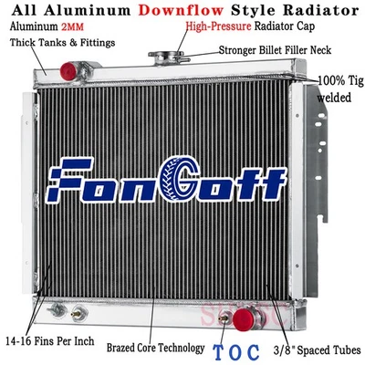 2 Row Aluminum Radiator For 79-93 Dodge D&W 100 150 250 350 Ramcharger 5.2L 5.9L Foto 1 de 4
