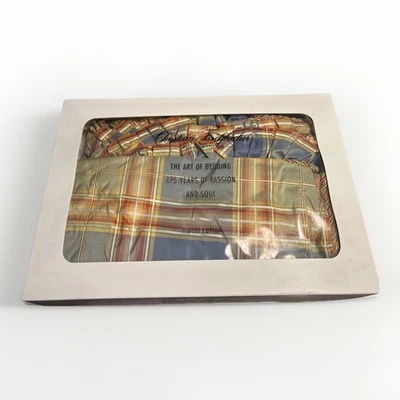 Christian Fischbacher King Bedskirt Satin Gartered 21” Drop Luxury Plaid NOS - Image 1 of 4