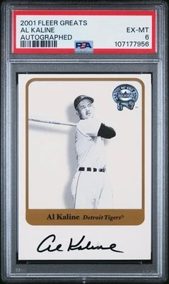Tarjeta de béisbol firmada por AL KALINE 2001 FLEER GRANDES DEL JUEGO AUTOGRAFIADA HOF PSA Foto 1 de 2