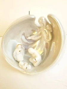 Pure Porcelain Nativity Christmas Ornament 3.5" x 3,25" - Picture 1 of 6