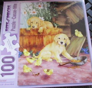 100 Piece Lesley Hammett Art Puzzle "Mischief" Large Format 15"x19" - Picture 1 of 3