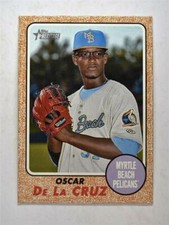 2017 Topps Heritage Minors Base #114 Oscar De La Cruz - Myrtle Beach Pelicans