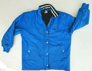 Nike Vintage 90s Spellout Swoosh Sz Medium 10-12 Puffer Jacket Blue Streetwear - Picture 1 of 8