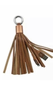 Urge Basics Tan USB Tassel Charm Keychain Charger, All iPhones Over 5 Series - Picture 1 of 3