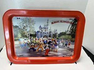 Vtg Walt Disney Magic Kingdom Metal Dinner Serving Lap Tray With Stand - Picture 1 of 5