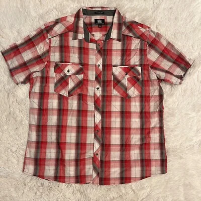 Rock & Republic Mens Size XXL Red Plaid Short Sleeve Button Down Shirt EUC - Image 1 of 3