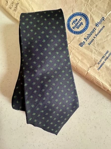Vintage Andover Shop Silk Neck Tie England? Navy /Gold/Green 57" x 3.5" - Picture 1 of 4