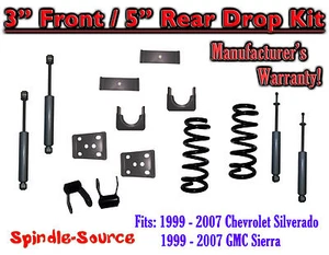 3" / 5" Lower Drop + SHOCKS FOR 99 - 07 Chevrolet Silverado / GMC Sierra 1500 V8 - Picture 1 of 1