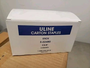 Uline Manual Carton Box Staples 1-1/4" X 5/8" Staples S-22480 Box of 2,500 C5/8” - Picture 1 of 2