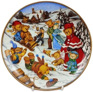 Collectors plate Teddy Bear Winter Frolic Franklin Limited Edition GA2181 Lawson - Picture 1 of 3