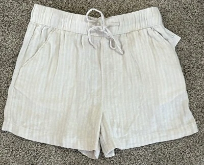 Time & Tru Women's Size M White Linen Shorts Drawstring Waist - Image 1 of 3