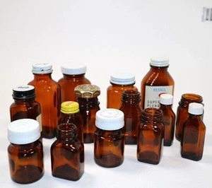 15 Vintage Brown Glass Medicine Bottles Lot Various Sizes - Picture 1 of 9