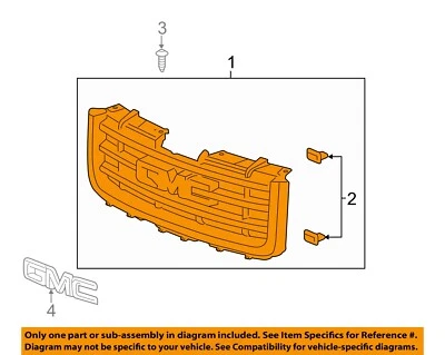 GM OEM 11-14 Sierra 2500 HD Componentes de rejilla-Conjunto de rejilla 20966059 Foto 1 de 2