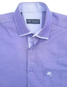 Royal Taylor Stratford Men's Medium Purple Flip Cuff Long Sleeve Dress Shirt - Picture 1 of 4