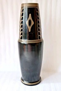 Antique Art Deco Bohemian W.Kralik hyalite silver glass vase 1920-1930 - Picture 1 of 6