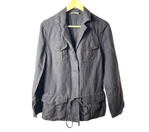 KOOKAI Gray 100% Linen Button Down Tie waist Utility Casual Jacket Size 36 US 4 - Picture 1 of 11
