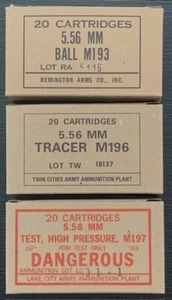 EARLY VIETNAM 5.56MM M193/M196/M197 NEW REPLICA AMMO BOXES-3 LABEL DISPLAY SET - Picture 1 of 9
