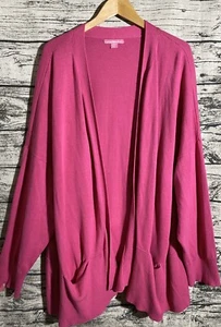 Woman Within Hot Pink Magenta Open Sweater With Pockets Plus Size 4X 34/36 - Picture 1 of 4