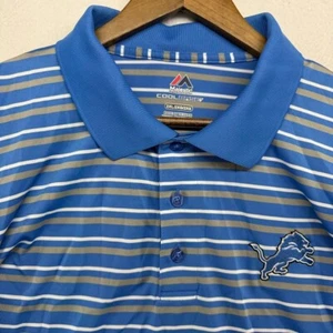 Detroit Lions Polo shirt Men's 2XL Blue Gray Embroidered Coolbase Stretch Logo - Picture 1 of 8