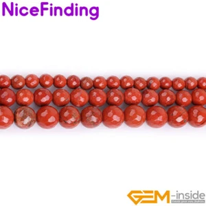 Red Jasper Agate Natural Round Faceted Loose Gemstone Beads For Jewelry Making - Picture 1 of 33