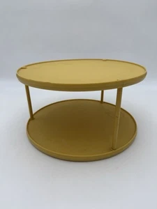 Vintage Rubbermaid Lazy Susan 2 Tier Round Spice Rack Turntable Harvest Gold - Picture 1 of 7