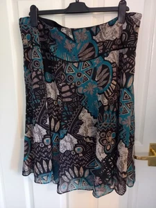 Bon Marche Midi Skirt Size 20 Blue Black Grey Geometric Summer Spring Autumn - Picture 1 of 7