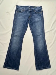 Women's Seven For All Mankind A Pocket Jeans Size 31 X 30 Dark Wash Stretch - Picture 1 of 11
