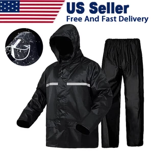 Men’s Waterproof Rain Suits Heavy Duty Raincoat Fishing Rain Gear Jacket - Picture 1 of 24