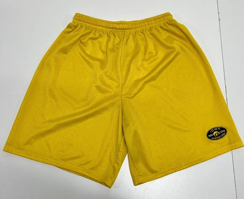 Soffe Iowa Hawkeyes Patch Drawstring Mesh Yellow Basketball Shorts Size Large Cover