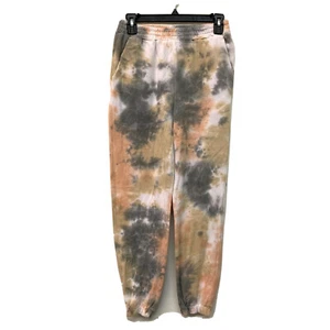 Üppige Damen-Jogginghose korallengelb Batik gesmokte Taille Überziehhose Größe Small - Bild 1 von 4
