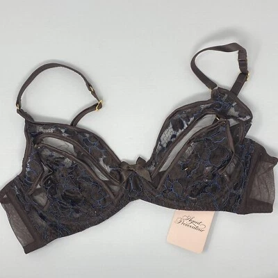 Sujetador Agent Provocateur Mandi Marrón Azul 32D Nuevo con Etiquetas $175 Foto 1 de 4
