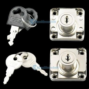 Furniture Locker Cupboard Wardrobe Drawer Cabinet Lock Kit With 2 Keys And Screw - Bild 1 von 4