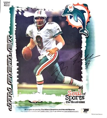 FOTO PÔSTER AUTOGRAFADA ASSINADA 12X11 JAY FIEDLER MIAMI DOLPHINS QB com certificado de autenticidade - Imagem 1 de 4