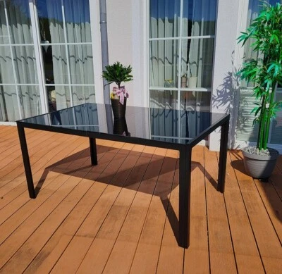 BRUKA GERMANY 150cm Gartentisch POETTO Glastisch ESG Glasplatte Esstisch Tisch Aluminium NEU