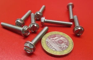 18-8 Stainless Hex Washer Head Slotted Bolt Machine Screw 8-32 x 1.0", 100 pcs  - Picture 1 of 10