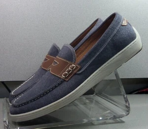 259119 SP50 EMMETT MEN'S SHOES SIZE 9 M NAVY FABRIC SLIP ON JOHNSTON & MURPHY - Picture 1 of 6