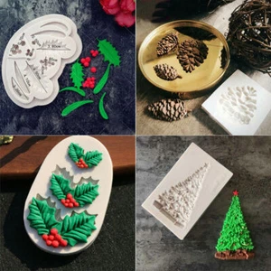 Christmas Silicone Fondant Mold Cake Decorating Sugarcraft Baking Mould Tools - Picture 1 of 30