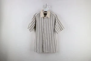 Vintage 70s Streetwear Mens Medium Striped Color Block Short Sleeve Button Shirt - Picture 1 of 10