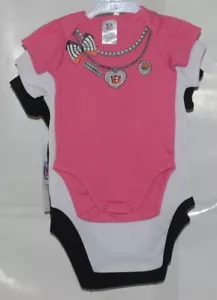 NFL Team Apparel Licensed Cincinnati Bengals 3 Pack 0 3 To 6 12 Month One Piece - Imagen 1 de 12