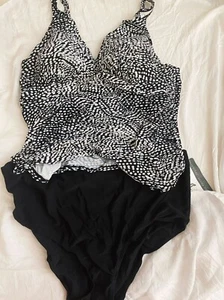 Women Swimming Suits Two Piece Tankini Set for Women Black White Spot Size 3XL - Picture 1 of 10