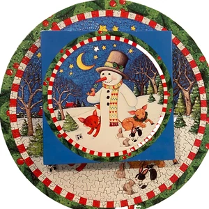 Mary Engelbreit SNOWMAN Christmas Jigsaw Puzzle Springbok 500 Piece 20" Round - Picture 1 of 3