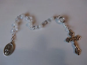 Lote de medallas de plata cristal checo transparente piedras preciosas cuarzo blanco rosario década de Santa Lucía - Imagen 1 de 5